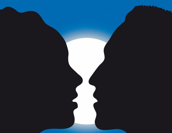 Attachment – the foundation of lasting connections. A face-to-face couple, silhouetted in moonlight.